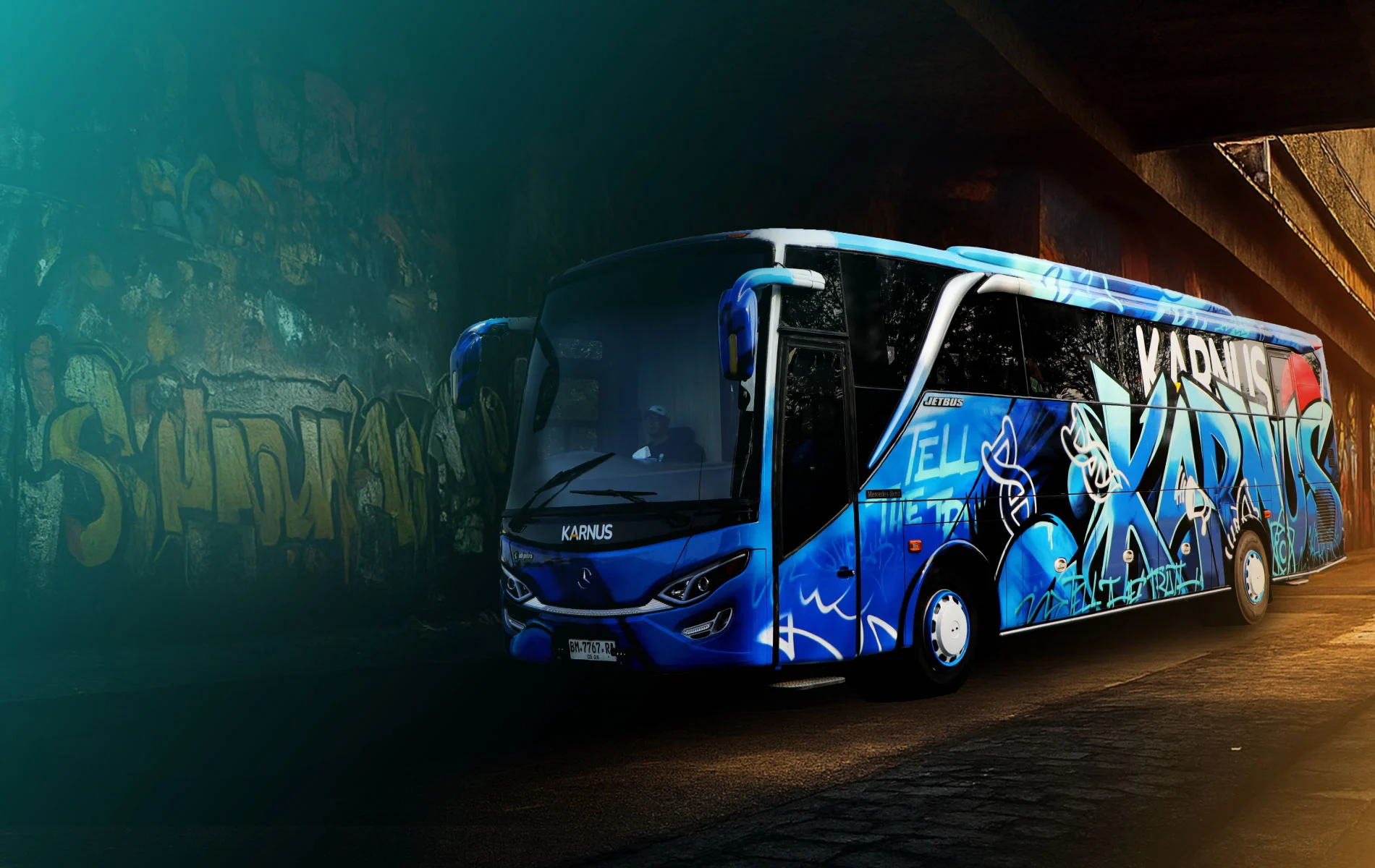 Gambar versi desktop dari Podbus Karnus, bus podcast pertama di Indonesia